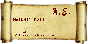 Melkó Emil névjegykártya