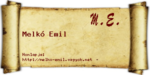 Melkó Emil névjegykártya